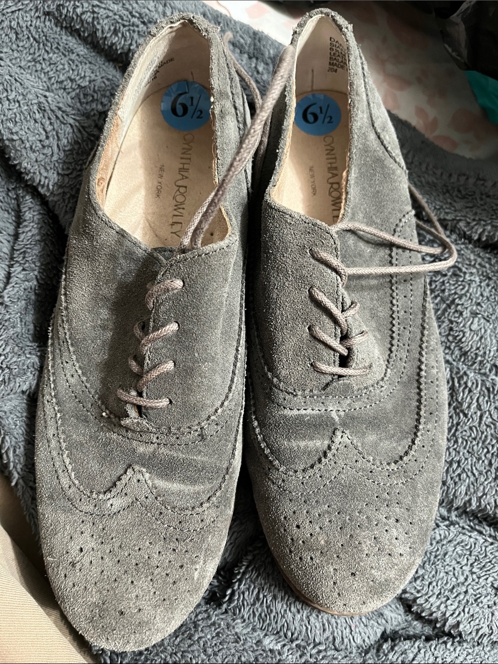 Cynthia Rowley Gray Suede Wingtip Oxfords